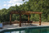 16 x 12 Arched Cedar Pergola Kit, Western Red Cedar, 8in square columns, Walnut Stain, Heavy Duty Post Anchors, Whitesburg, Georgia