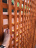 Close-up of cedar lattice consisting of two levels of 1x2's spaced 3.5" on center