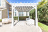 10x12 Serenity Vinyl Pergola with Retractable Fabric Canopy for Outdoor Seating, Glenview, IL