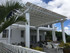 20x20 Freestanding Fiberglass Pergola Kit with Round Columns and Infinity Canopy, Medley, Florida