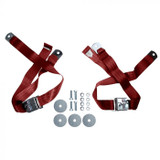64-73 Ford Mustang Sicherheitsgurt - Zweipunktgurt - Dunkelrot - Tri-Bar Running Pony - Paar
