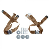 64-73 Ford Mustang Sicherheitsgurt - Zweipunktgurt - Beige - Tri-Bar Running Pony - Paar