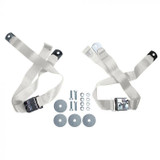 64-73 Ford Mustang Sicherheitsgurt - Zweipunktgurt - Weiß - Tri-Bar Running Pony - Paar