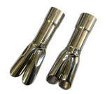 67-69 Ford Mustang Auspuffblende - Edelstahl - Original GT Doppelrohr Optik - 2,5 "