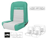 64-66 Ford Mustang (Hardtop) Sitzbezüge - Deluxe Pony - Türkis/Weiß - Vorne und hinten