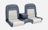64-66 Ford Mustang Sitzbezüge - Deluxe Pony - Bench Seat - Blau/Weiß - Vorne und hinten