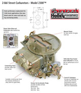 64-73 Ford Mustang Vergaser - Holley Performance 2BBL - 350 cfm - Manueller Choke - Unbehandelt