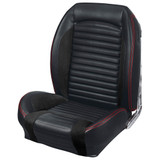 64-65 Ford Mustang (Convertible) Sitzbezüge - Standard Sport-R - Anthrazit Schwarz - Vinyl/Alcantara - Rote Naht - Vorne und hinten