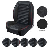 64-65 Ford Mustang (Convertible) Sitzbezüge - Standard Sport-R - Anthrazit Schwarz - Vinyl/Alcantara - Weiße Naht - Vorne und hinten