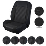 68-69 Ford Mustang (Convertible) Sitzbezüge - Sport-R - Anthrazit Schwarz - Vinyl/Alcantara - Blaue Naht - Vorne und hinten