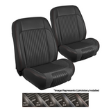 68-69 Ford Mustang (Convertible) Sitzbezüge - Sport-R - Anthrazit Schwarz - Vinyl/Alcantara - Weiße Naht - Vorne und hinten
