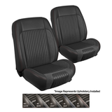 68-69 Ford Mustang Sitzbezüge - Sport-R - Anthrazit Schwarz - Vinyl/Alcantara - Blaue Naht - Vorne