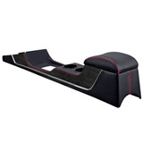 64-66 Ford Mustang (Fastback/Hardtop) Mittelkonsole - Konsole Sport R - Lang - Schwarz - Vinyl/Velour - Rote Naht - mit Klima