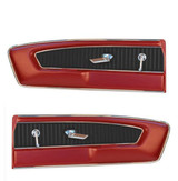 64-66 Ford Mustang Set Türverkleidung - Pony - Hellrot / Schwarz Links und Rechts