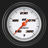 64-73 Ford Mustang Anzeige Motoröltemperatur - Velocity White - 2 1/8 " - Edelstahl - Zeiger rot
