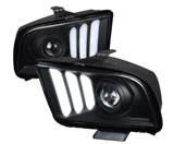 05-09 Ford Mustang Hauptscheinwerfer - 2015 Style - Schwarzes Gehäuse - Klare Linse