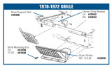 71-72 Chevrolet Corvette Base Montagematerial für Kühlergrill-Rahmen