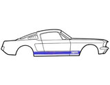 1965 Ford Mustang Aufkleberset Karosserie - GT350 Seitenstreifen - Blau