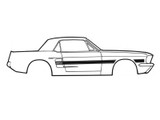 1968 Ford Mustang Aufkleberset Karosserie - California Special - Seitenstreifen - Rot