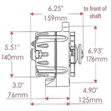 64-73 Ford Mustang Lichtmaschine - Powermaster - 150 A - Schwarz - Keilriemen - Intern geregelt
