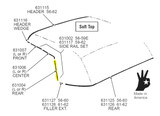56-62 Chevrolet Corvette (Convertible) Dichtung Cabrioverdeck - Dach seitlich