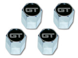 64-23 Ford Mustang Ventilkappen-Set - Schwarz - GT Logo