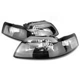99-04 Ford Mustang Hauptscheinwerfer Set - Schwarz, Klare Linse