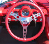 56-62 Chevrolet Corvette Lenkrad - Rot 3 Speichen 380mm - Leder