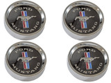 64-66 Ford Mustang Nabenkappe - Tri-Bar Running Pony - Schwarz - Geschraubt - Set