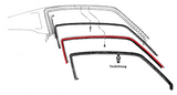 67-68 Ford Mustang (Fastback) Führung Dichtung Dachkante - Links (Edelstahl) Links