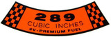 67-68 Ford Mustang Aufkleber Motor (38008153)