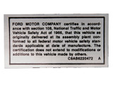68-69 Ford Mustang Fahrzeugdatenschild (38008175)