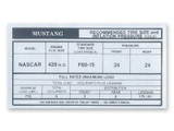 69-70 Ford Mustang Boss 429 Aufkleber für Reifendruck