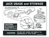68-70 Ford Mustang Aufkleber Bedienung Wagenheber