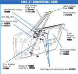 63-67 Chevrolet Corvette Base Endanschlag Türscheibe (38020486)