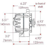64-94 Ford Mustang Lichtmaschine - Powermaster - 150 A - Schwarz - Flachriemen - Intern geregelt