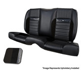 64-66 Ford Mustang (Hardtop) Sitzbezüge - Deluxe Pony Sport-R - Anthrazit Schwarz - Vinyl/Alcantara - Blaue Naht - Hinten