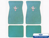 64-68 Ford Mustang Fußmatten Set - Aqua - Tri-Bar Running Pony - Vorne und hinten
