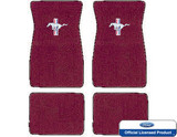 64-73 Ford Mustang Fußmatten Set - Maroon - Tri-Bar Running Pony Vorne und hinten