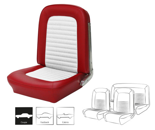 64-65 Ford Mustang (Hardtop) Sitzbezüge - Standard - Rot/Weiß - Vorne und hinten
