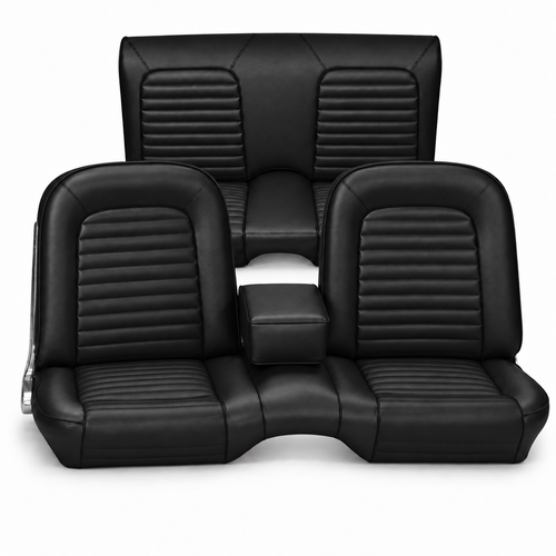 64-65 Ford Mustang (Hardtop) Sitzbezüge - Standard - Bench Seat - Schwarz - Vorne und hinten