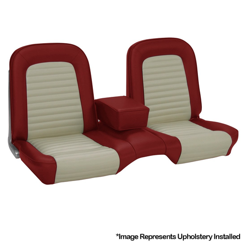 64-65 Ford Mustang (Convertible/Hardtop) Sitzbezüge - Standard - Bench Seat - Rot/Weiß - Vorne