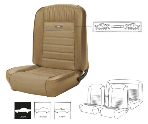 64-66 Ford Mustang (Hardtop) Seat Upholstery Kit - Deluxe Pony - Parchment - Front and Rear