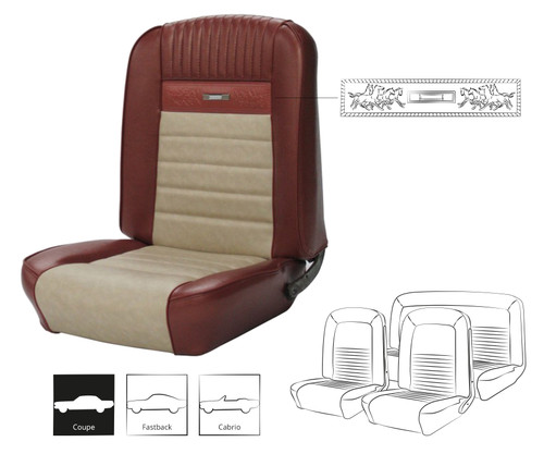 64-66 Ford Mustang (Hardtop) Sitzbezüge - Deluxe Pony - Emberglow/Parchment - Vorne und hinten