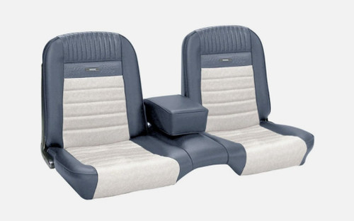 64-66 Ford Mustang Sitzbezüge - Deluxe Pony - Bench Seat - Blau/Weiß - Vorne und hinten