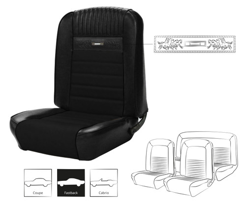 65-66 Ford Mustang (Fastback) Sitzbezüge - Deluxe Pony - Schwarz - Vorne und hinten