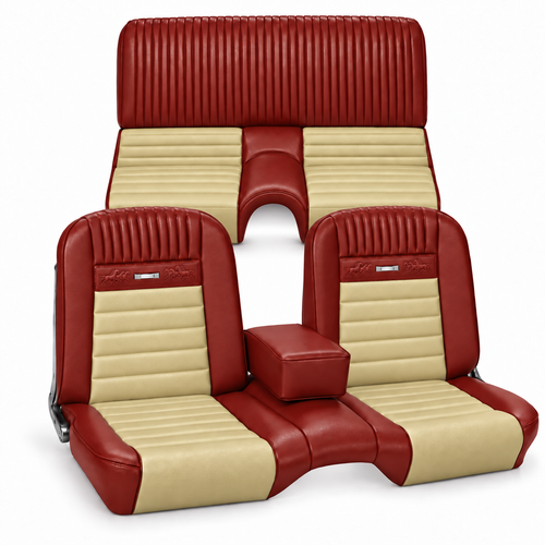 65-66 Ford Mustang (Fastback) Sitzbezüge - Deluxe Pony - Bench Seat - Emberglow/Parchment - Vorne und hinten