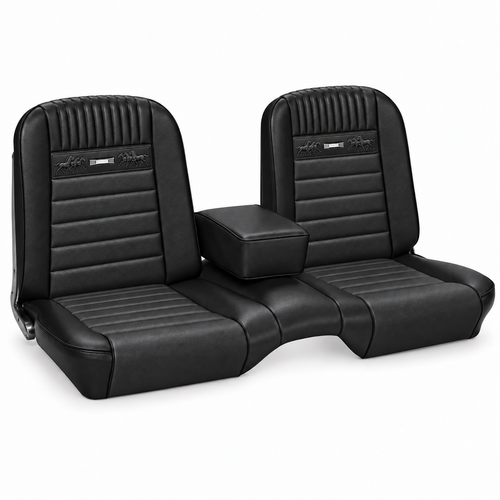 64-66 Ford Mustang Sitzbezüge - Deluxe Pony - Bench Seat - Schwarz - Vorne