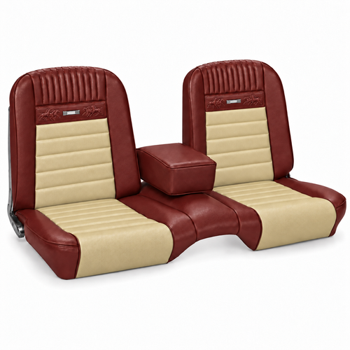 64-66 Ford Mustang Sitzbezüge - Deluxe Pony - Bench Seat - Emberglow/Parchment - Vorne