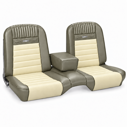 64-66 Ford Mustang Sitzbezüge - Deluxe Pony - Bench Seat - Ivy Gold/Weiß - Vorne
